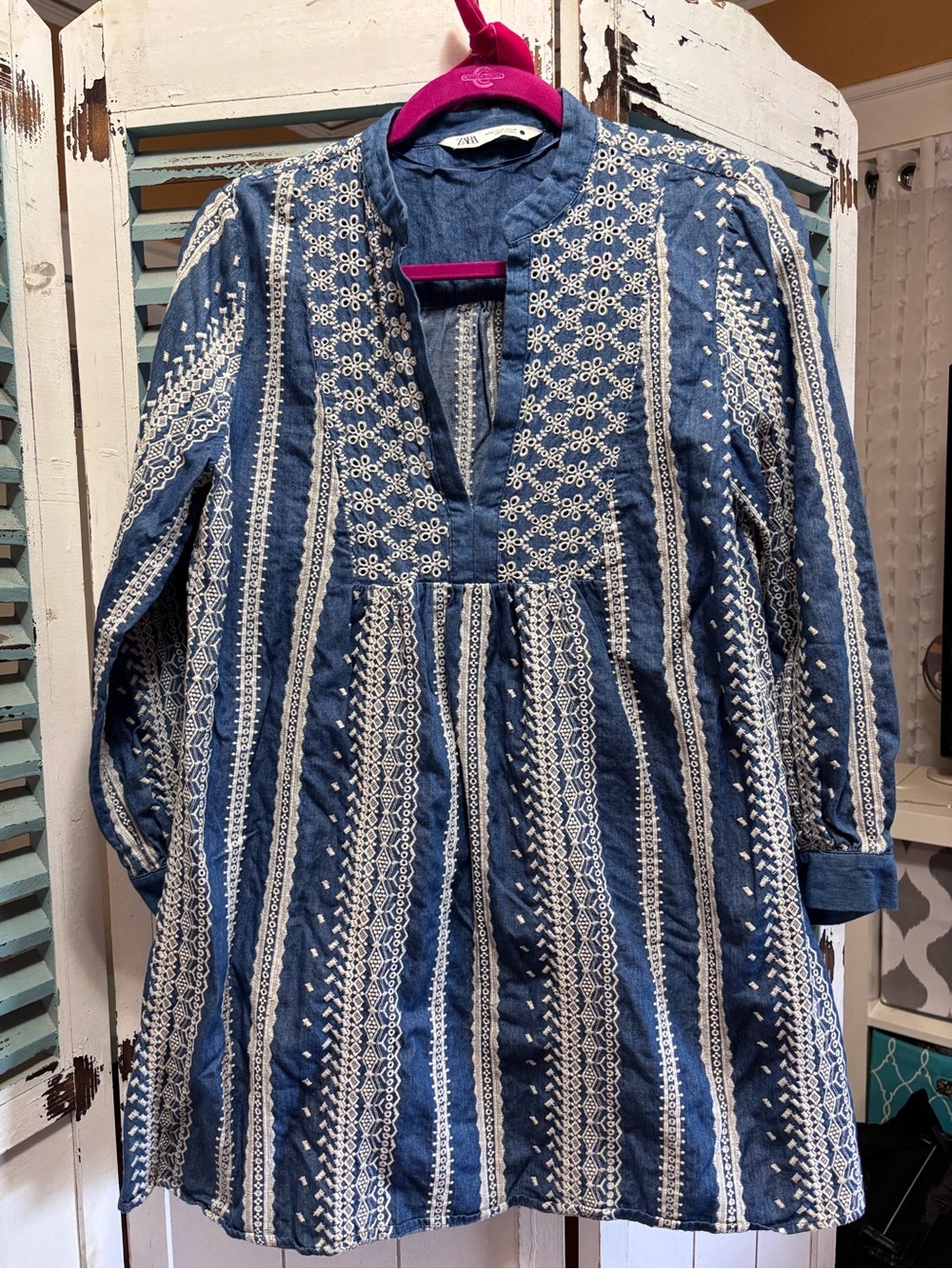 Zara Blue Denim Babydoll mini dress size M